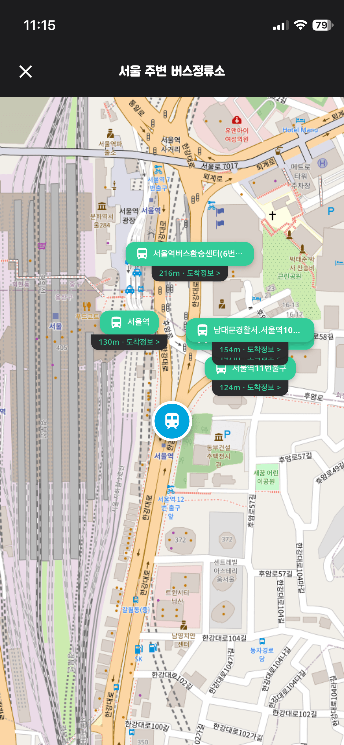 주변 버스정류소 지도 - 전체화면 지도